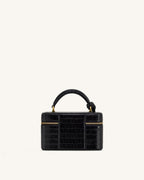 JWPE - Cleo Box Shape Top Handle Bag - Black Croc