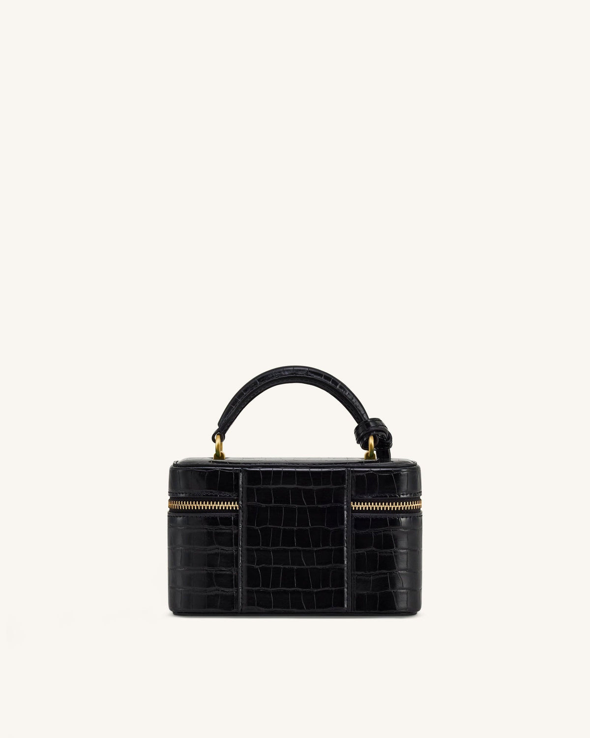 JWPE - Cleo Box Shape Top Handle Bag - Black Croc