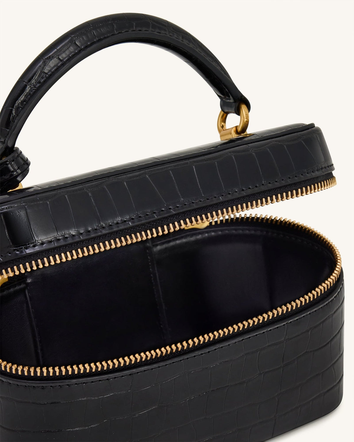 JWPE - Cleo Box Shape Top Handle Bag - Black Croc