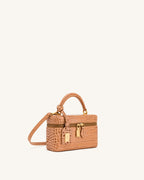 JWPE - Cleo Box Shape Top Handle Bag - Brown Croc