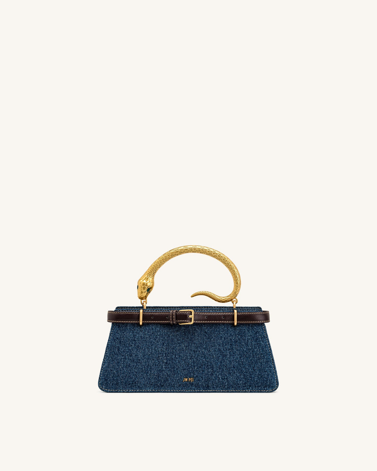 JWPE - Elena Snake Handle Top Handle Bag - Dark Blue Denim