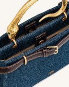 JWPE - Elena Snake Handle Top Handle Bag - Dark Blue Denim