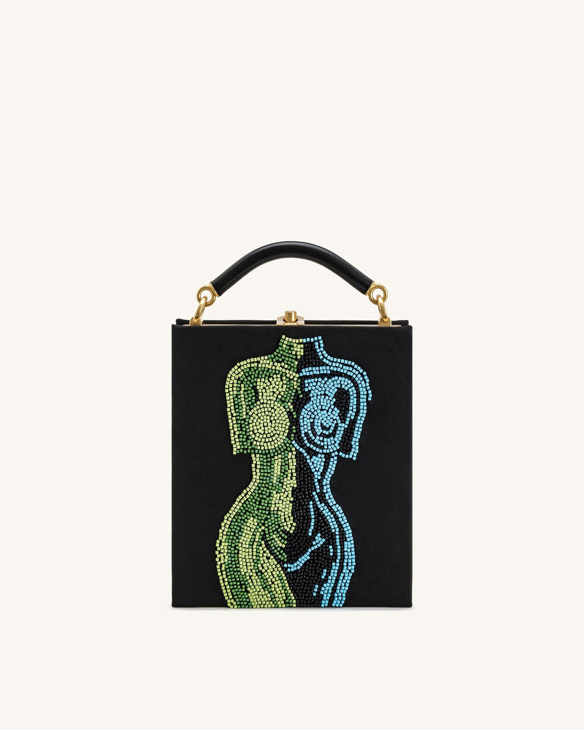 JWPE - Elle Colorful Beaded Book Top Handle Bag - Black