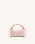 JWPE - Ellie Faux Suede Metal Ring Embellished Top Handle Bag - Pink