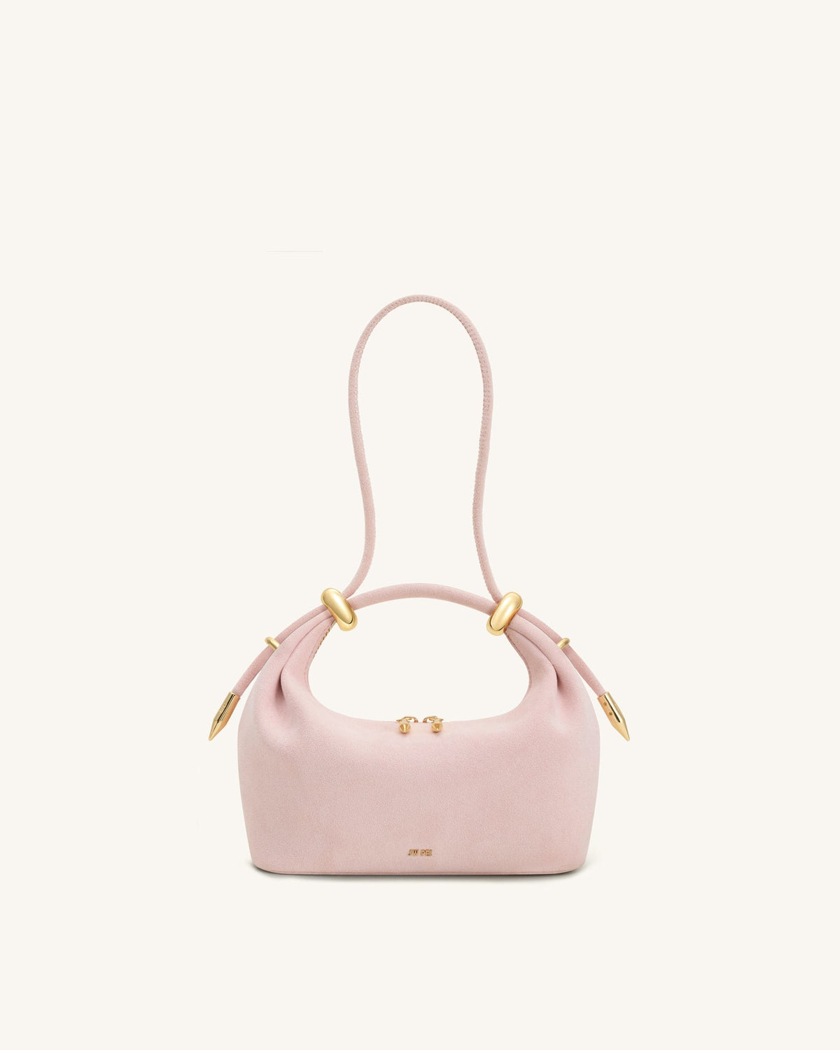 JWPE - Ellie Faux Suede Metal Ring Embellished Top Handle Bag - Pink