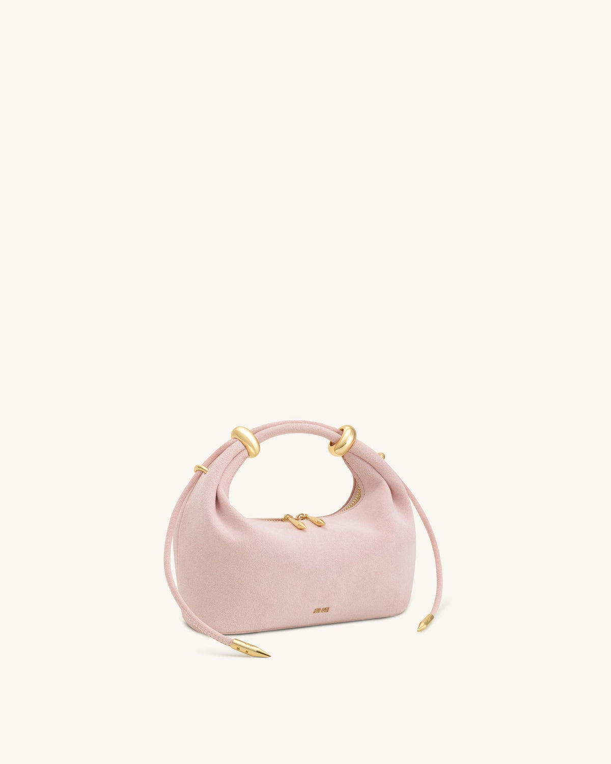 JWPE - Ellie Faux Suede Metal Ring Embellished Top Handle Bag - Pink