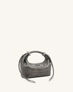 JWPE - Ellie Metal Ring Embellished Top Handle Bag - Medium Gray Croc