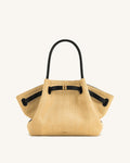 JWPE - Hana  Medium Faux Straw Tote Bag - Brown Straw