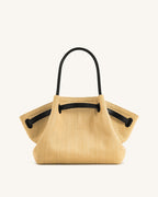 JWPE - Hana  Medium Faux Straw Tote Bag - Brown Straw