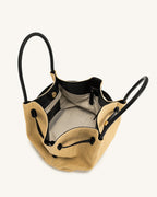 JWPE - Hana  Medium Faux Straw Tote Bag - Brown Straw