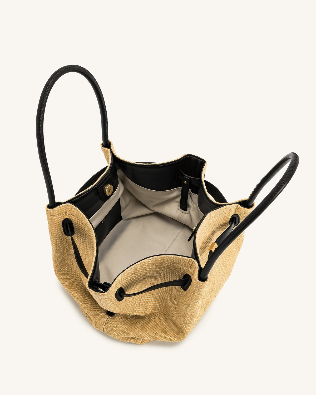 JWPE - Hana  Medium Faux Straw Tote Bag - Brown Straw