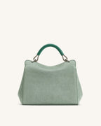 JWPE - Lucia Classic Faux Suede Top Handle Bag - Matcha Green