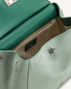 JWPE - Lucia Classic Faux Suede Top Handle Bag - Matcha Green