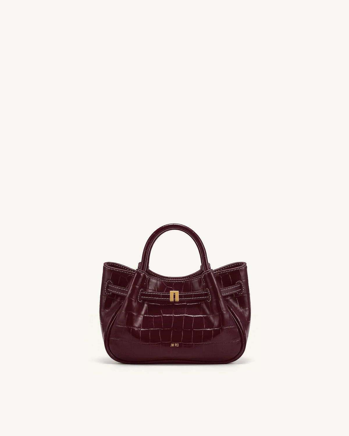 JWPE - Maeve Dachshund Charm Mini Satchel Bag - Burgundy Croc