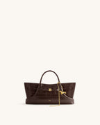 JWPE - Maeve Dachshund Metal Charm Tote Bag - Dark Brown Croc
