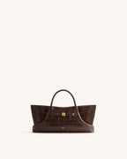 JWPE - Maeve Dachshund Metal Charm Tote Bag - Dark Brown Croc