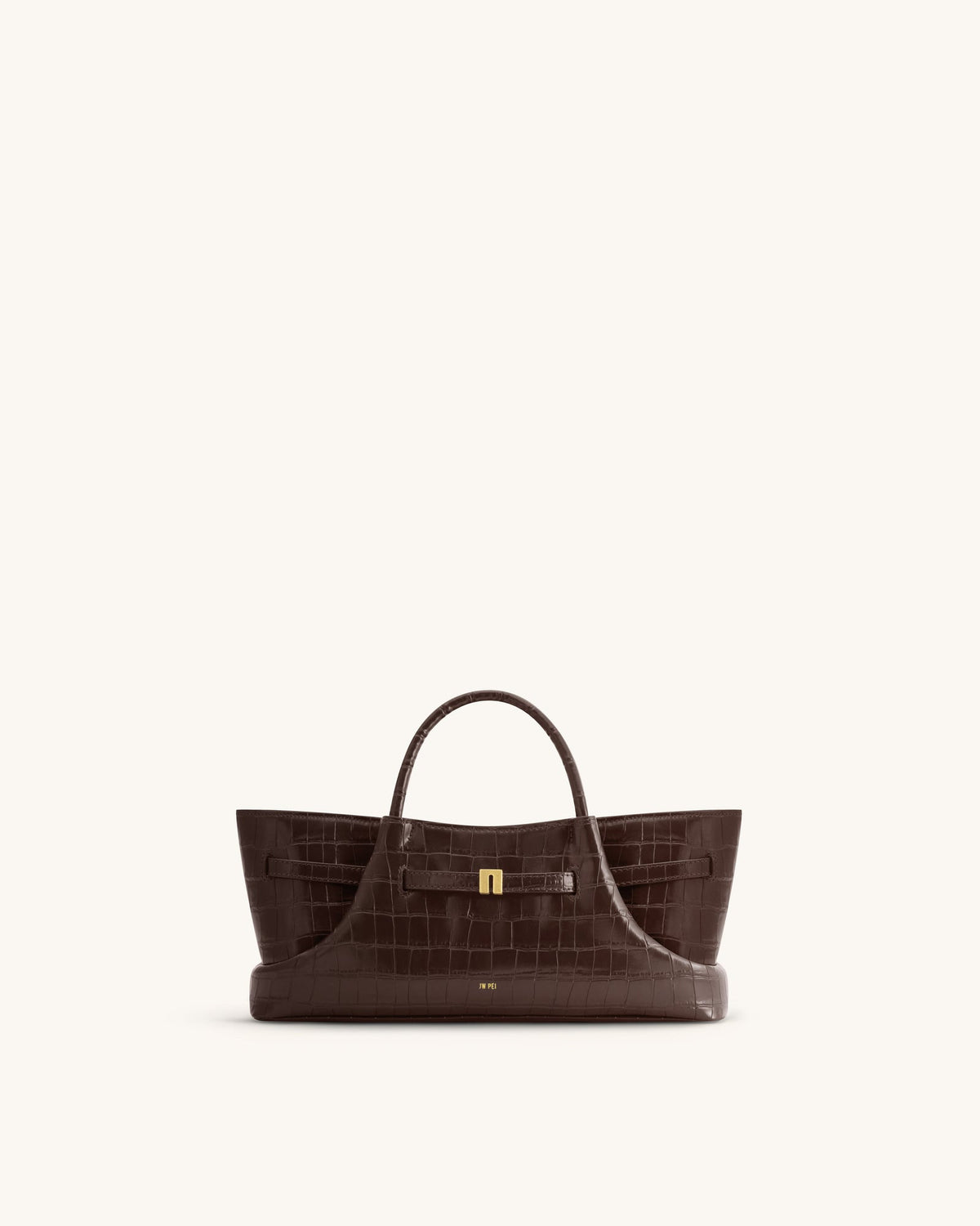 JWPE - Maeve Dachshund Metal Charm Tote Bag - Dark Brown Croc