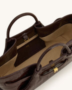 JWPE - Maeve Dachshund Metal Charm Tote Bag - Dark Brown Croc