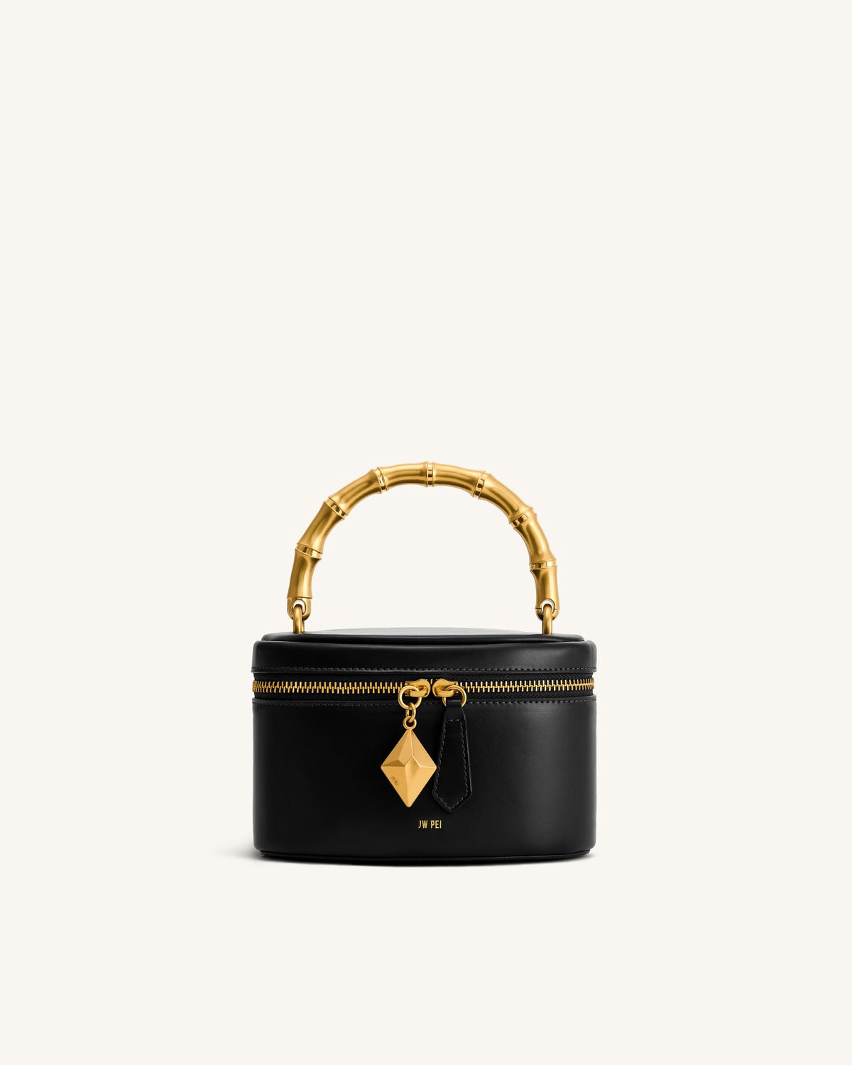 JWPE - Natalie Metal Geometric Pendant Handle Bag - Black