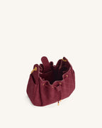 JWPE - Rowan Faux Suede Quilted Chain Bucket Bag - Dark Red