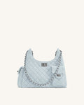JWPE - Vivian Faux Suede Quilted Shoulder Bag - Light Blue