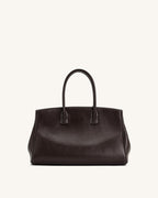 JWPE - Ziva Metal Lock Decoration Tote Bag - Dark Brown