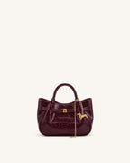 JWPE - Maeve Dachshund Charm Mini Satchel Bag - Burgundy Croc