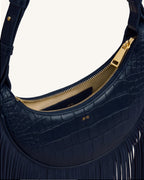 JWPE - Sharon Fringe Crossbody Bag - Navy Croc