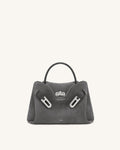 JWPE - Rhea Small Faux Suede Double Buckle Shoulder Bag - Smoke Grey