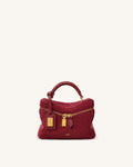 JWPE - Cleo Quilted Faux Suede Top Handle Satchel - Burgundy