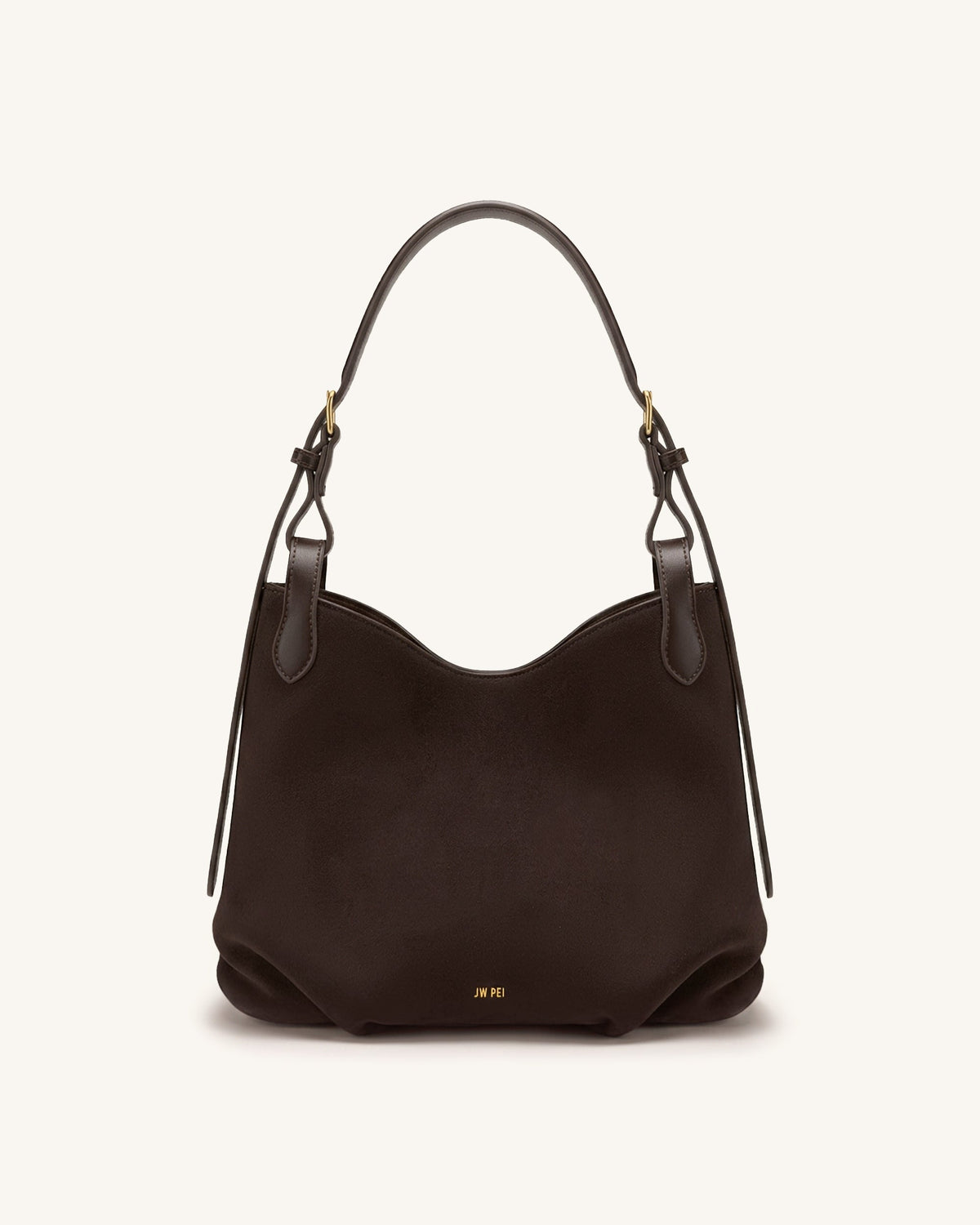 JWPE - Velora Faux Suede Slouchy Shoulder Bag - Dark Brown