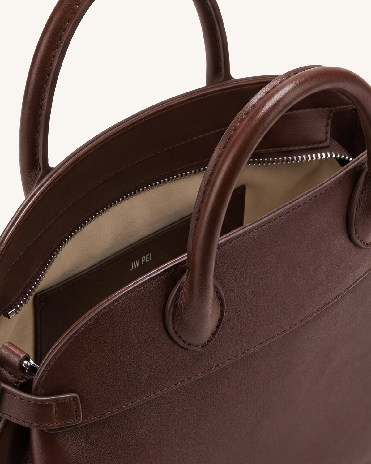 JWPE - Arden Curved Top Handle Bag - Dark Brown