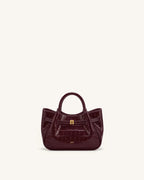 JWPE - Maeve Dachshund Charm Mini Satchel Bag - Burgundy Croc