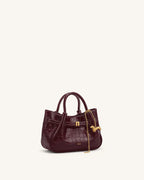 JWPE - Maeve Dachshund Charm Mini Satchel Bag - Burgundy Croc