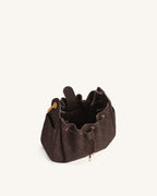 JWPE - Rowan Faux Suede Quilted Chain Bucket Bag - Dark Brown