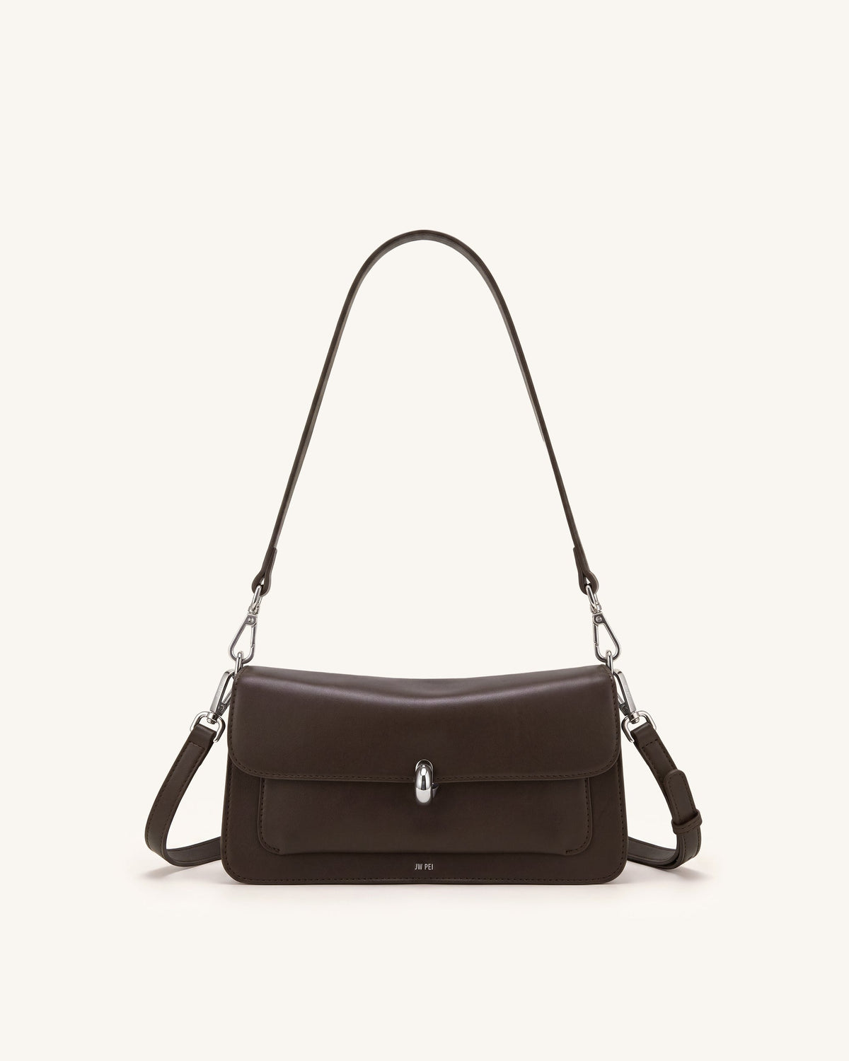 JWPE - Amelie Front-Pocket Flap Shoulder Bag - Chocolate Brown