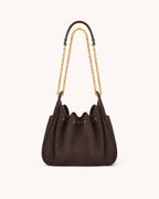 JWPE - Rowan Faux Suede Quilted Chain Bucket Bag - Dark Brown