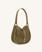 JWPE - Arla Small Faux Suede Hobo Bag - Olive Green