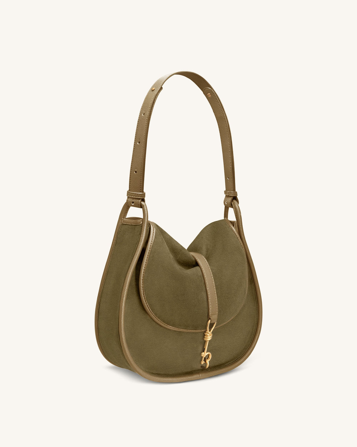JWPE - Arla Small Faux Suede Hobo Bag - Olive Green