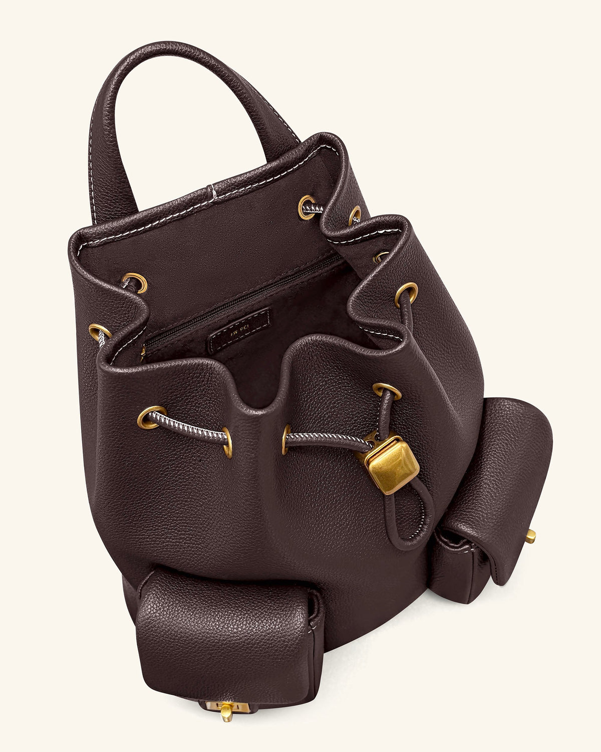 JWPE - Avery Pebbled Drawstring Utility Backpack – Dark Brown