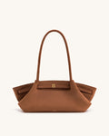 JWPE - Hana Wide Faux Suede Tote Bag - Brown
