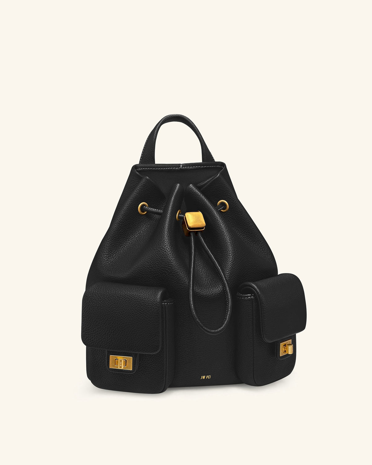 JWPE - Avery Pebbled Drawstring Utility Backpack – Black