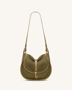 JWPE - Arla Small Faux Suede Hobo Bag - Olive Green