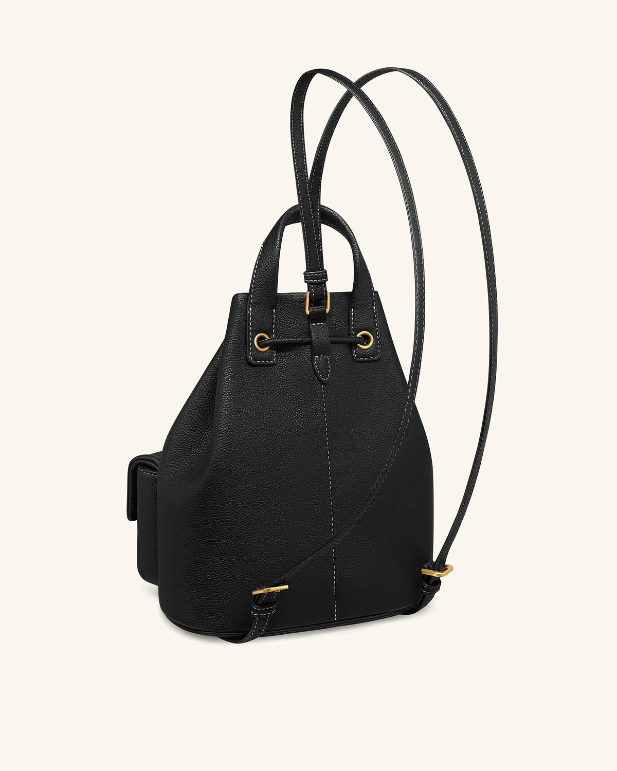 JWPE - Avery Pebbled Drawstring Utility Backpack – Black