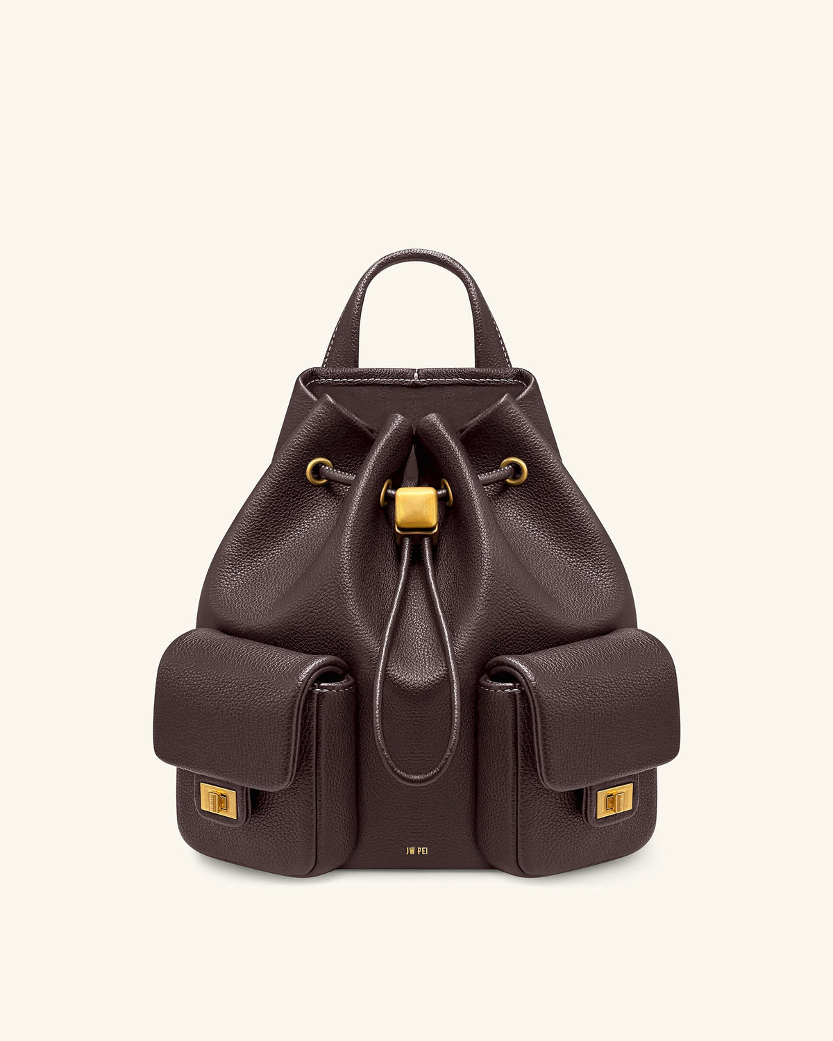 JWPE - Avery Pebbled Drawstring Utility Backpack – Dark Brown