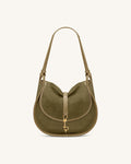 JWPE - Arla Small Faux Suede Hobo Bag - Olive Green
