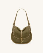 JWPE - Arla Small Faux Suede Hobo Bag - Olive Green