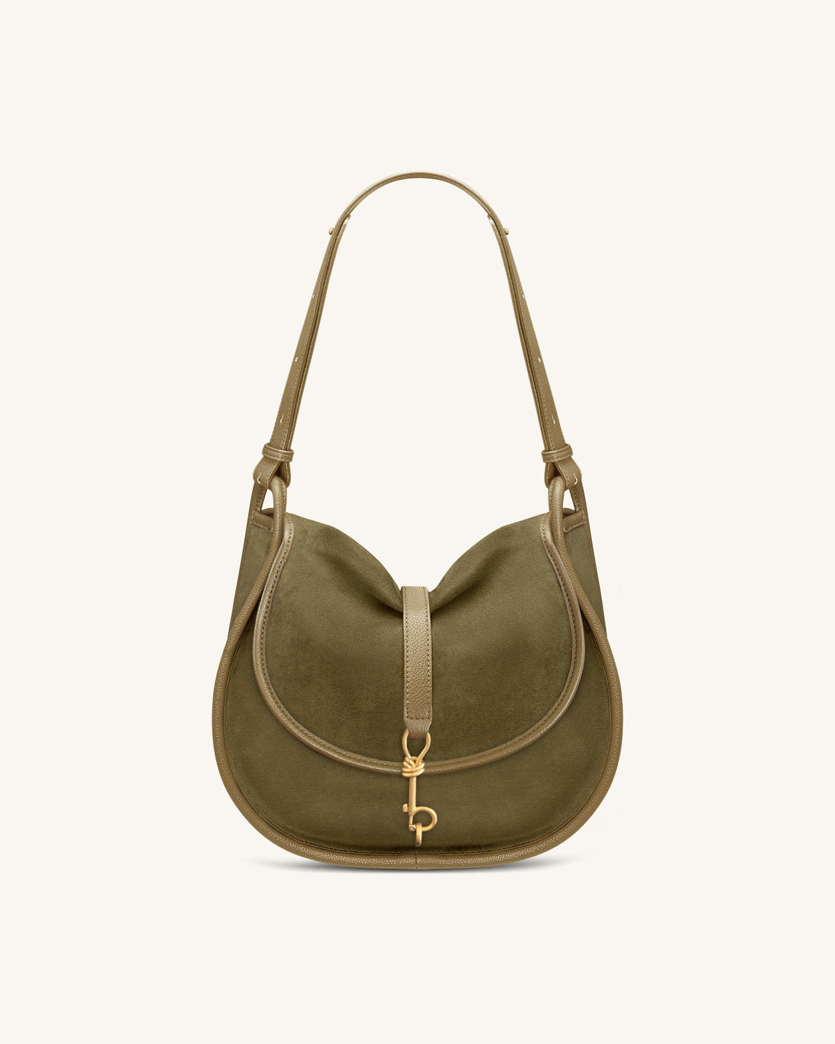 JWPE - Arla Small Faux Suede Hobo Bag - Olive Green