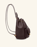 JWPE - Avery Pebbled Drawstring Utility Backpack – Dark Brown