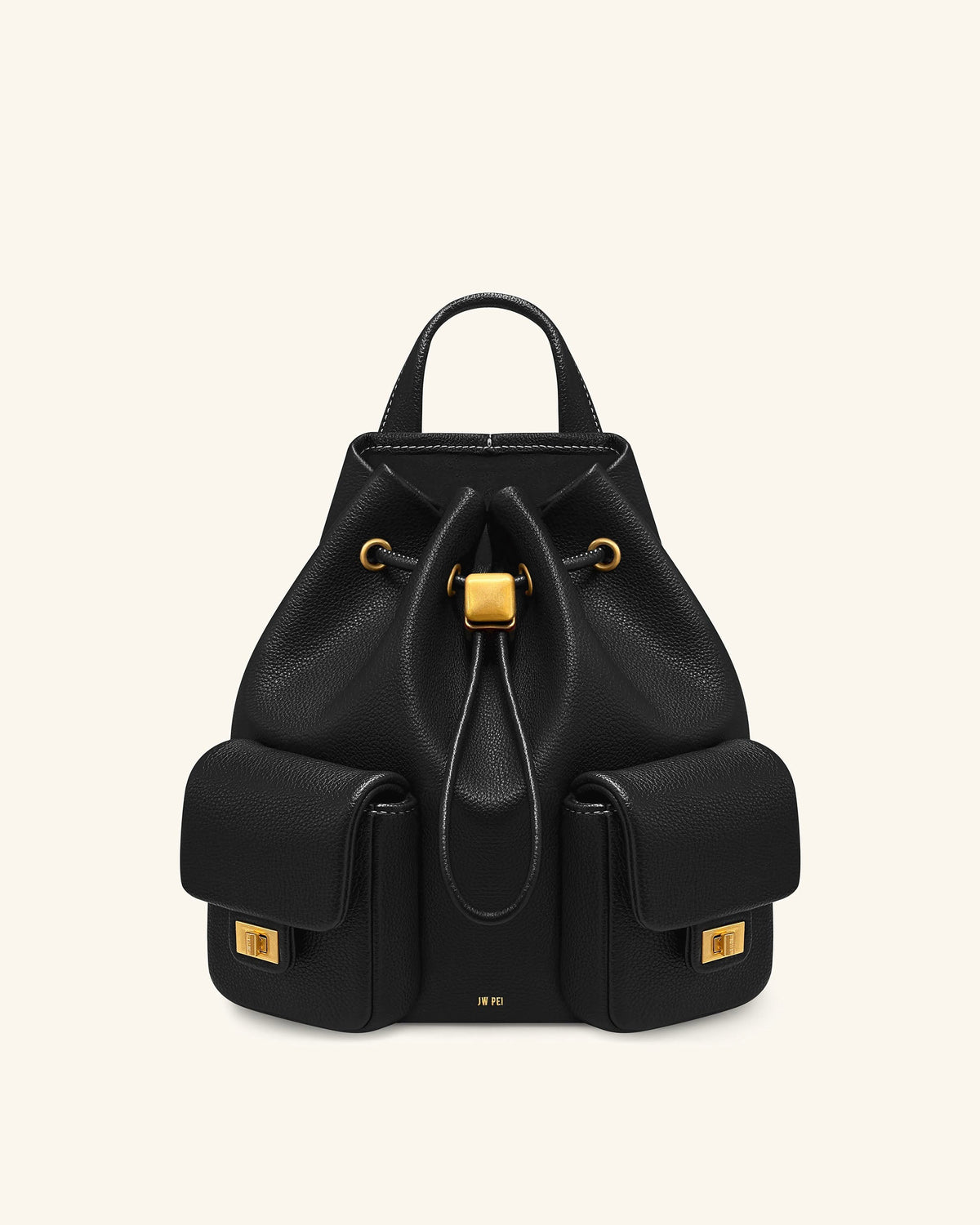 JWPE - Avery Pebbled Drawstring Utility Backpack – Black
